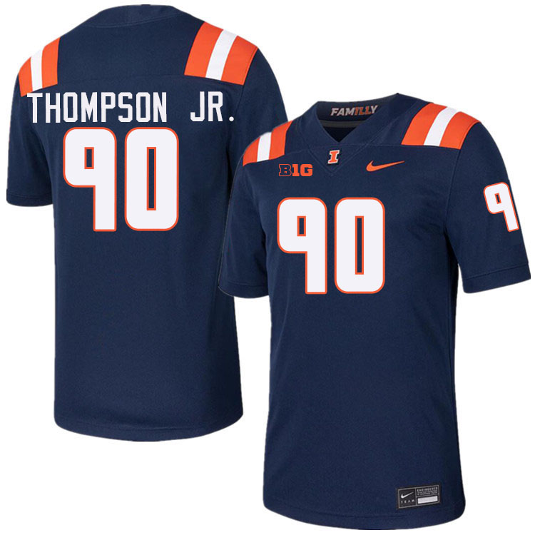 #90 James Thompson Jr. Illinois Fighting Illini Football Jersey,Uniforms-Navy